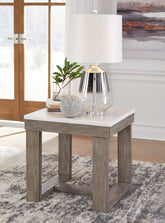 Bay Furniture Gallery - Ashley Furniture - Loyaska End Table - Rectangular End Table / Grayish Brown/White - T854-3